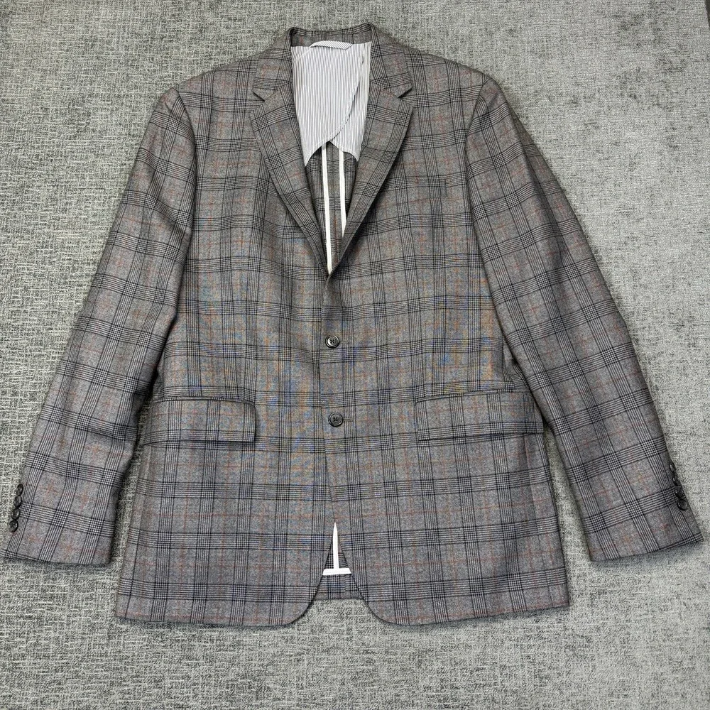 Todd‎ Snyder Sport Coat Blazer Men's 42L Gray Mayfair Fit Plaid Wool Italy